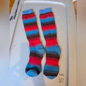 Burton Tall Ski Socks Black Red Blue Stripe